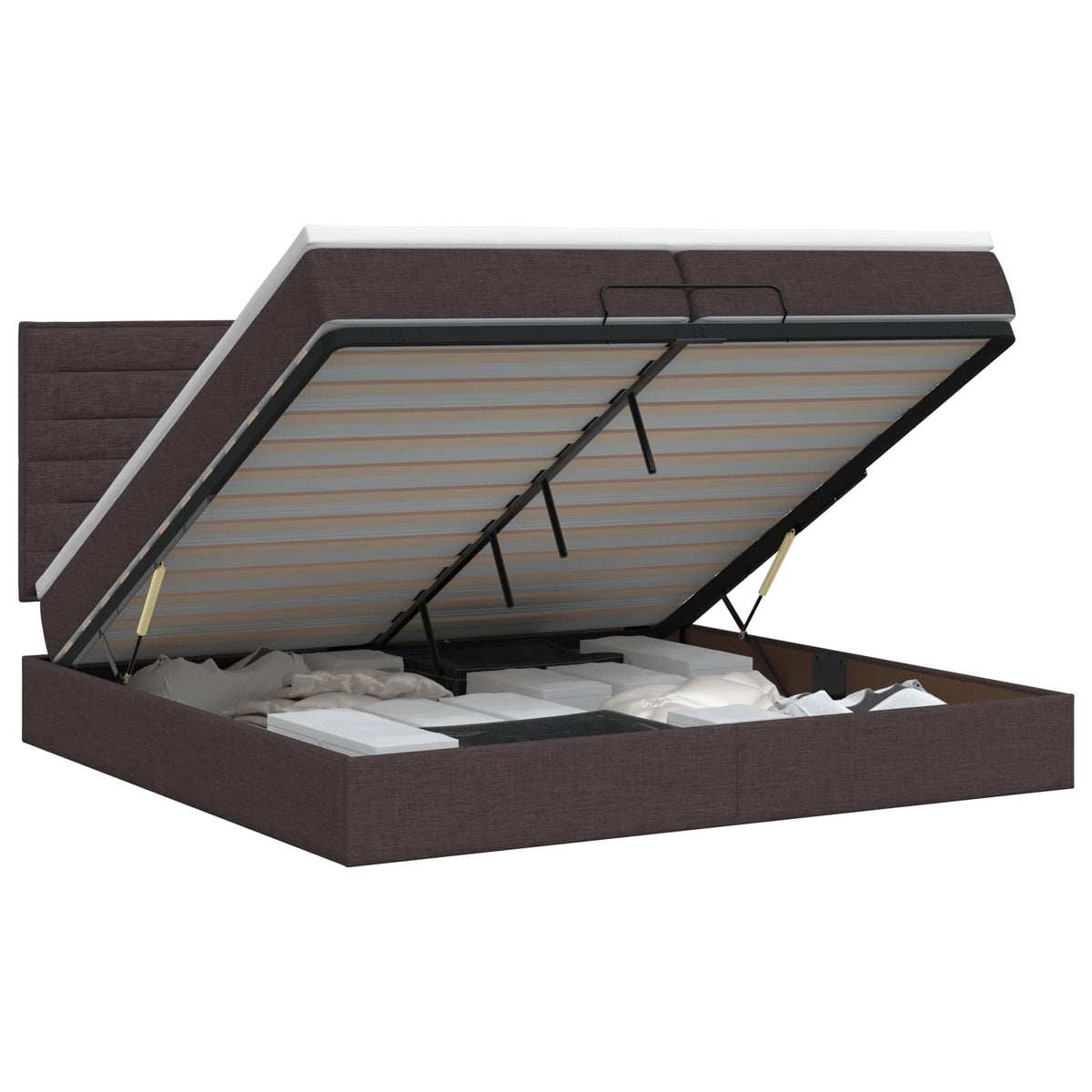 Ottoman bed met matras Donkerbruin 200 x 200 cm Stof