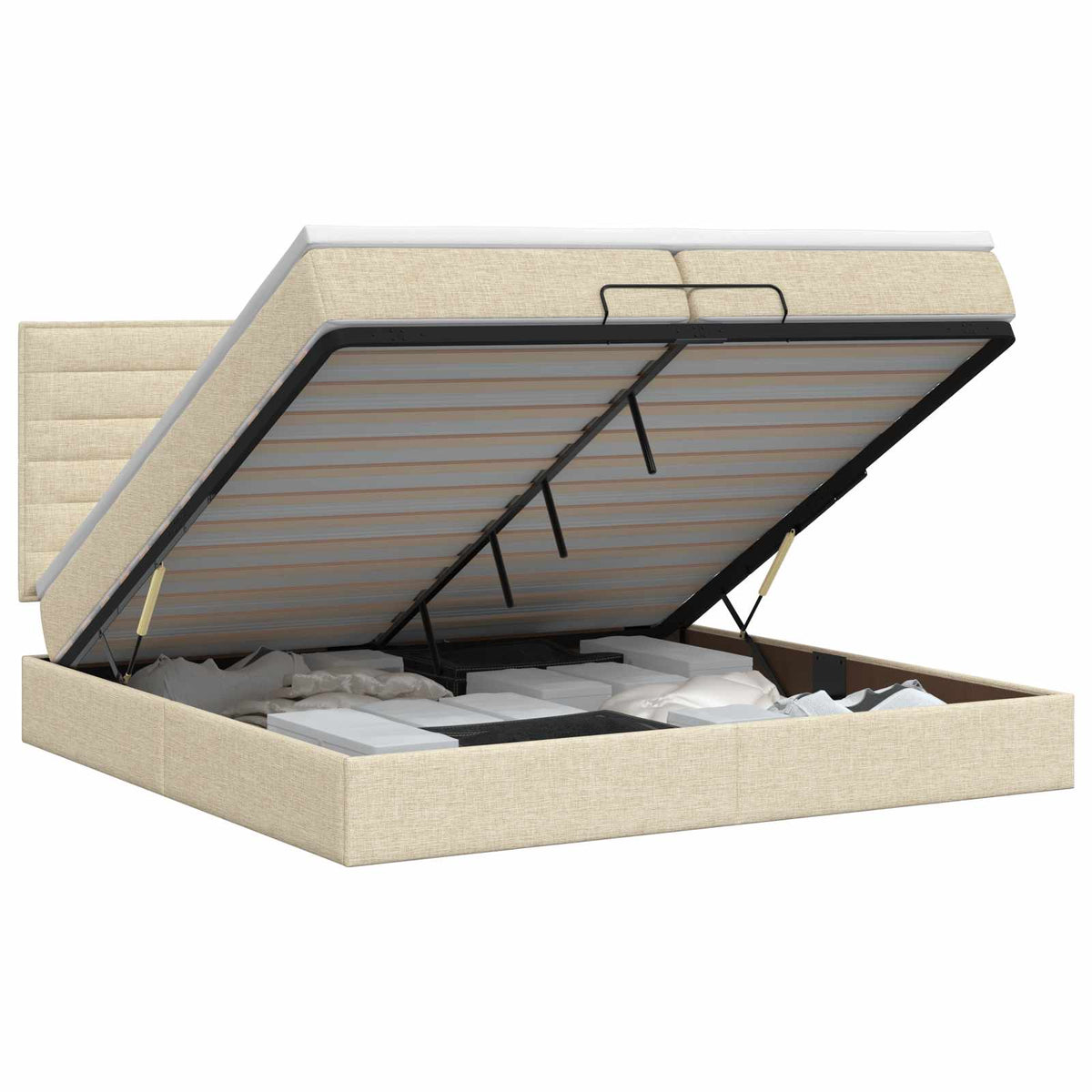 Ottoman bed met matras Crèmekleurig 200 x 200 cm Stof