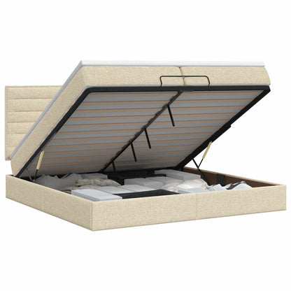 Ottoman bed met matras Crèmekleurig 200 x 200 cm Stof