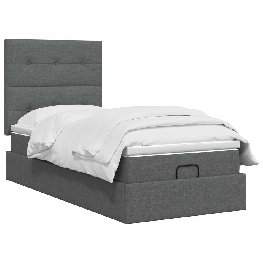 Ottoman bed met matras Donkergrijs 80 x 200 cm Stof