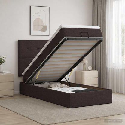 Ottoman bed met matras Donkerbruin 100 x 200 cm Stof
