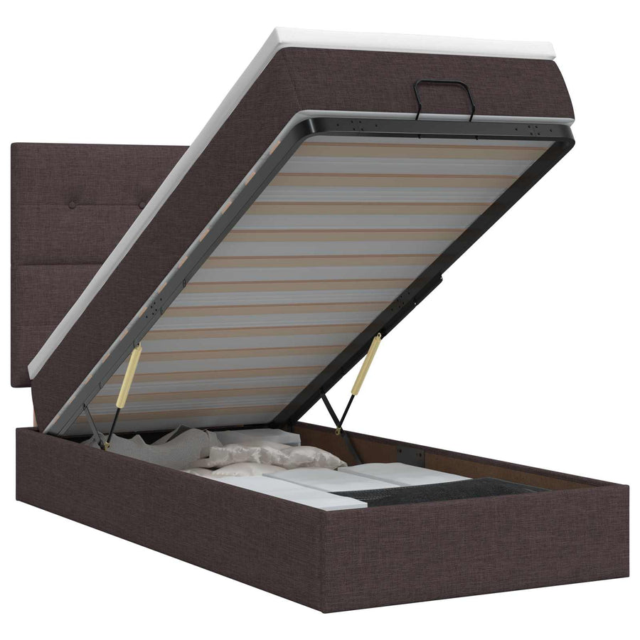 Ottoman bed met matras Donkerbruin 90 x 190 cm Stof