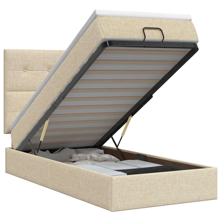 Ottoman bed met matras Crèmekleurig 90 x 190 cm Stof