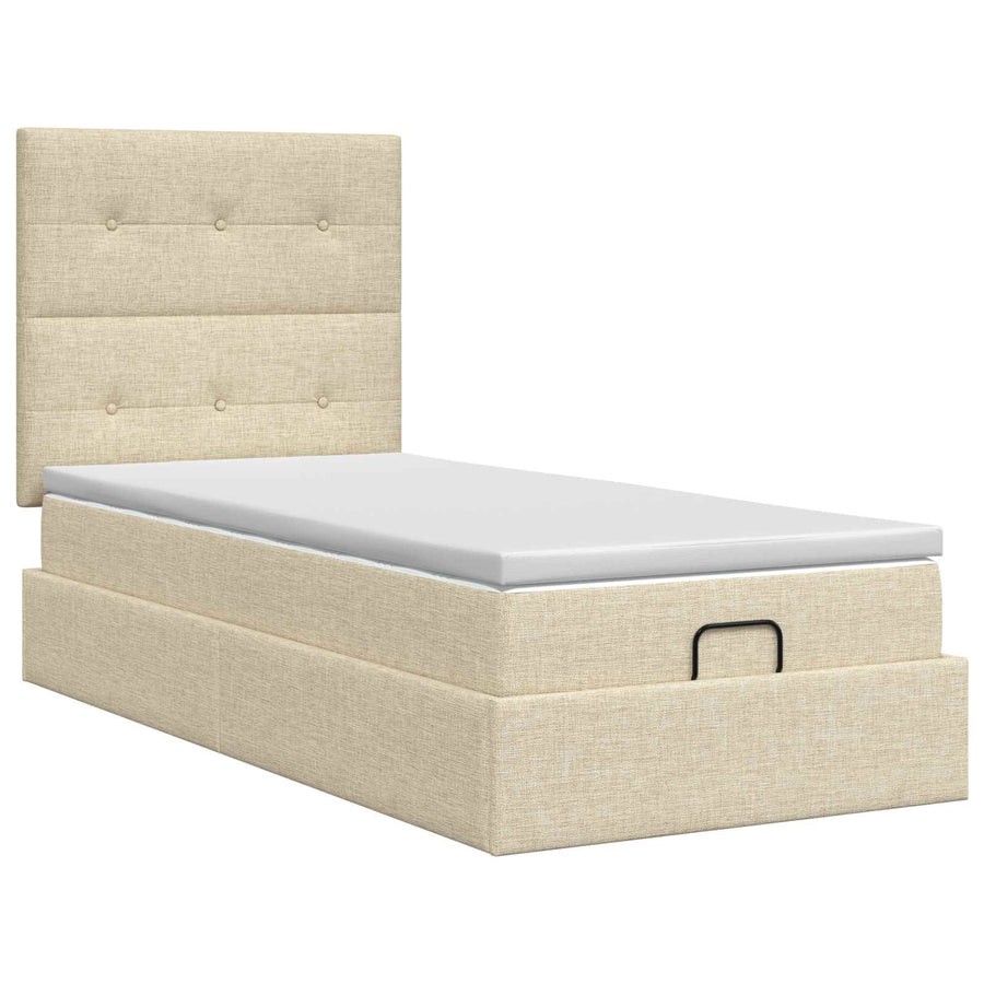 Ottoman bed met matras Crèmekleurig 90 x 190 cm Stof