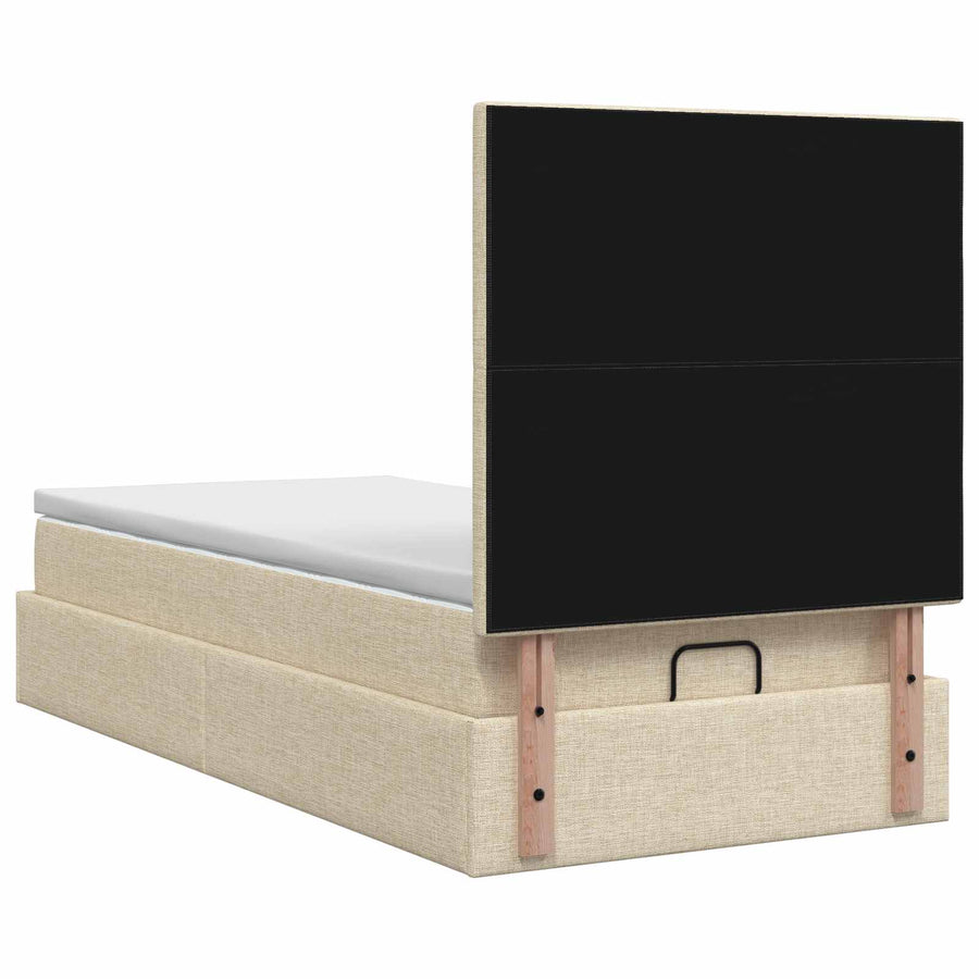 Ottoman bed met matras Crèmekleurig 90 x 190 cm Stof