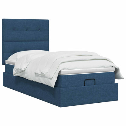 Ottoman bed met matras met hoofdeinde Blauw 90 x 190 cm Stof
