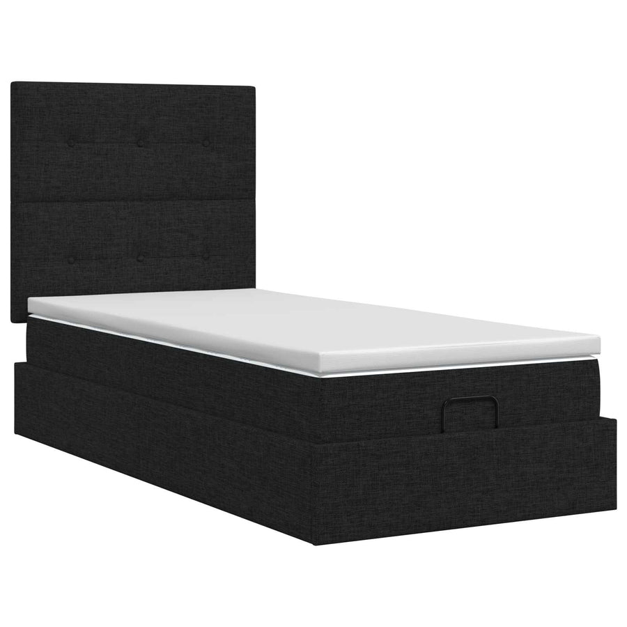 Ottoman bed met matras met hoofdeinde Zwart 90 x 200 cm Stof