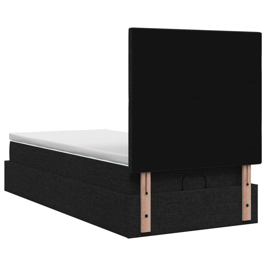 Ottoman bed met matras met hoofdeinde Zwart 90 x 200 cm Stof