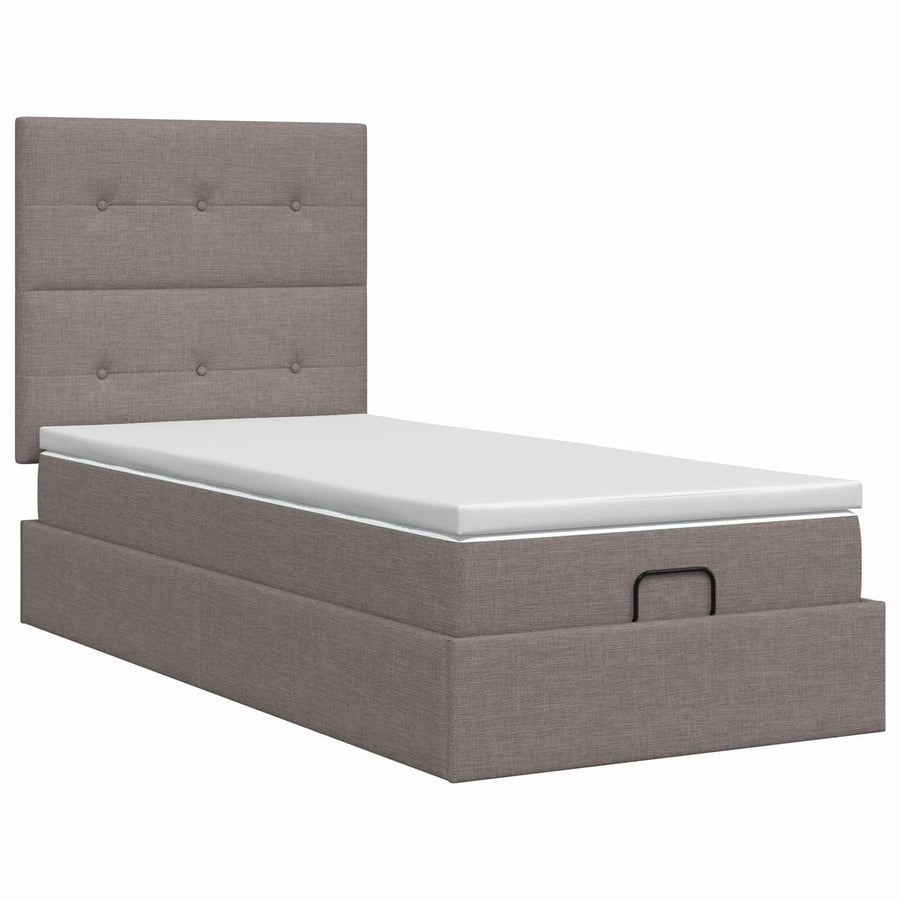 Ottoman bed met matras met hoofdeinde Taupe 90 x 200 cm Stof