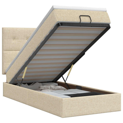 Ottoman bed met matras Crèmekleurig 90 x 200 cm Stof