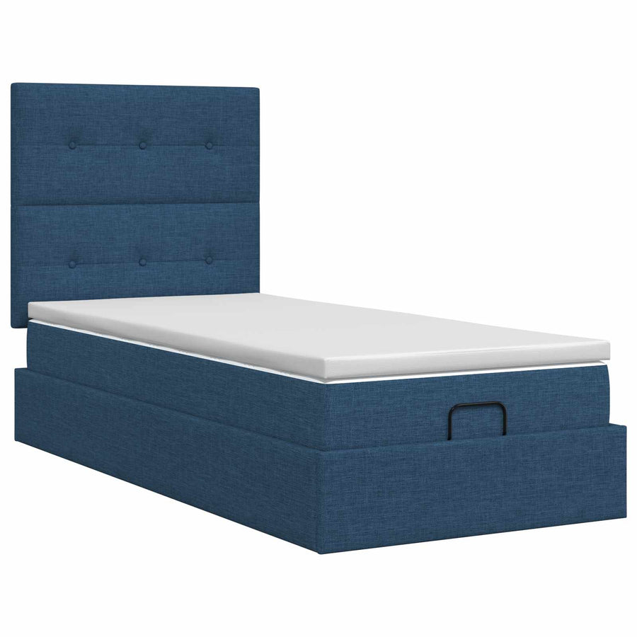 Ottoman bed met matras met hoofdeinde Blauw 90 x 200 cm Stof