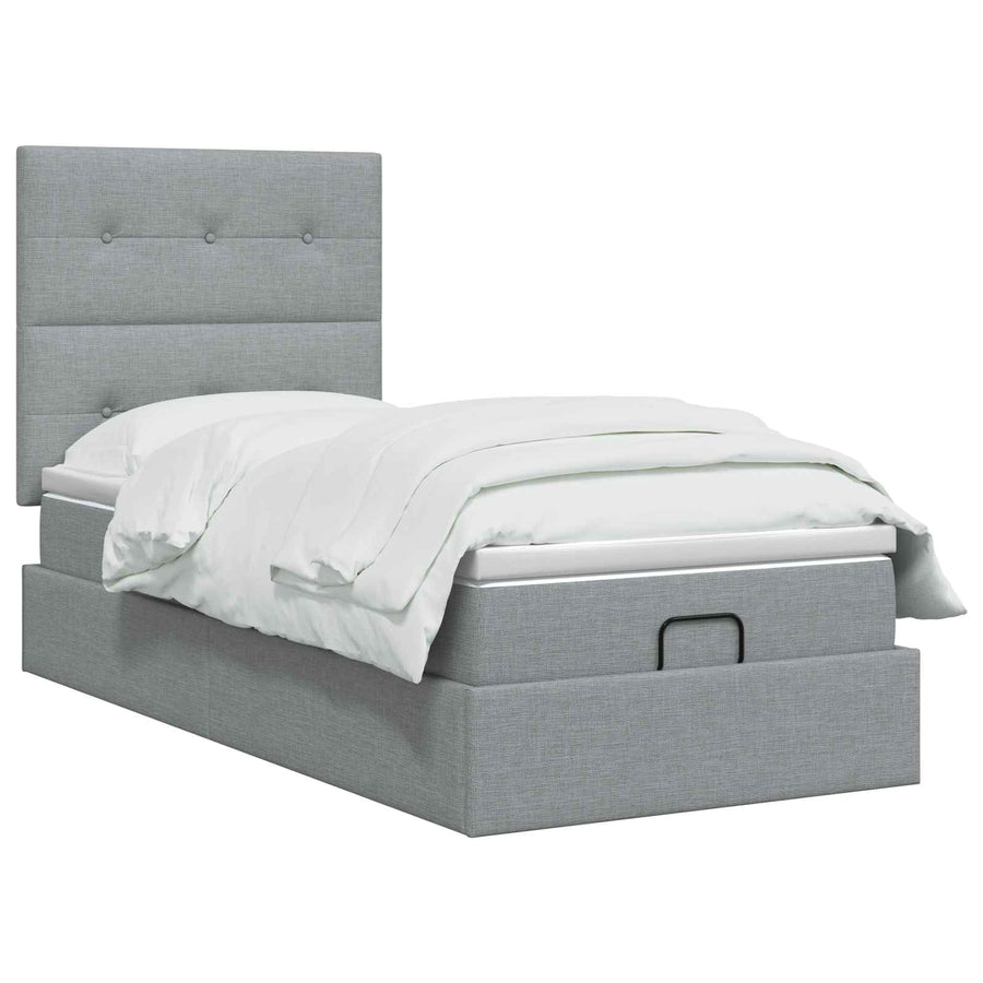 Ottoman bed met matras Lichtgrijs 100 x 200 cm Stof