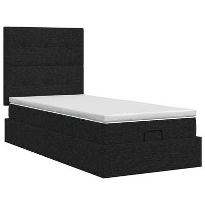Ottoman bed met matras met hoofdeinde Zwart 100 x 200 cm Stof