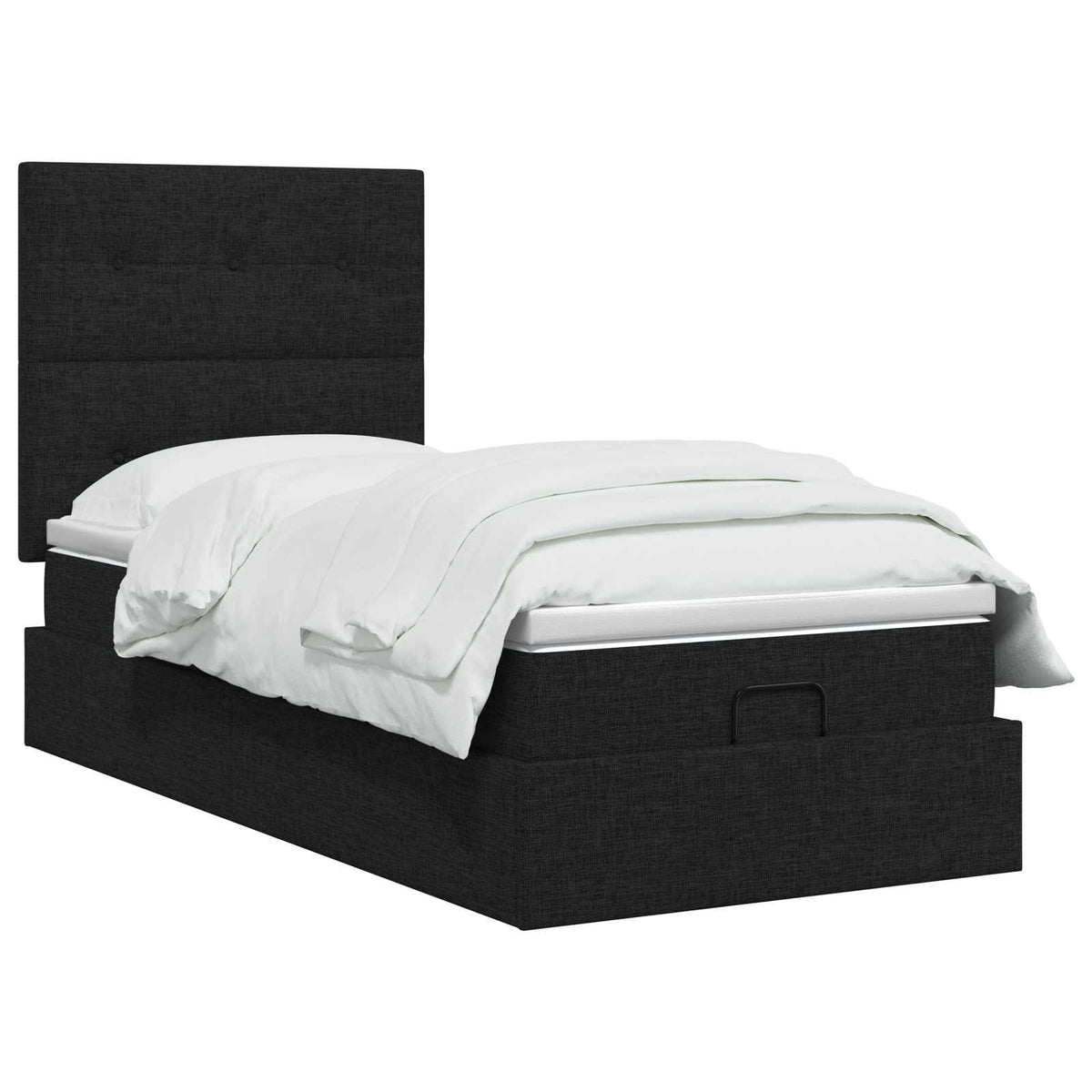 Ottoman bed met matras met hoofdeinde Zwart 100 x 200 cm Stof