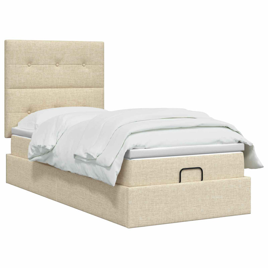 Ottoman bed met matras Crèmekleurig 100 x 200 cm Stof