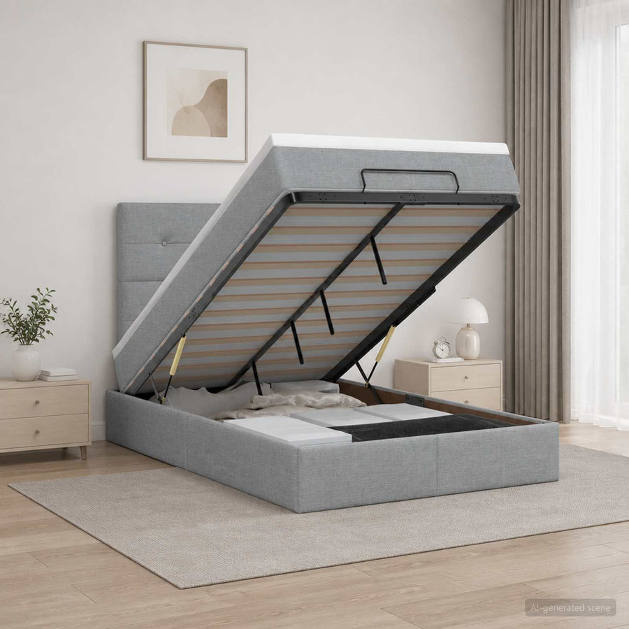 Ottoman bed met matras Lichtgrijs 120 x 200 cm Stof
