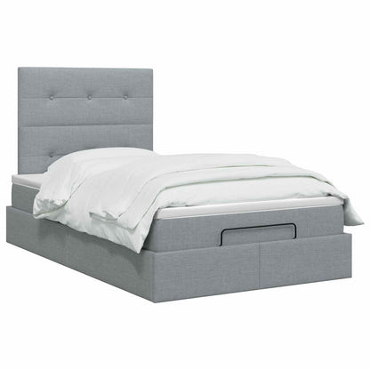 Ottoman bed met matras Lichtgrijs 120 x 190 cm Stof