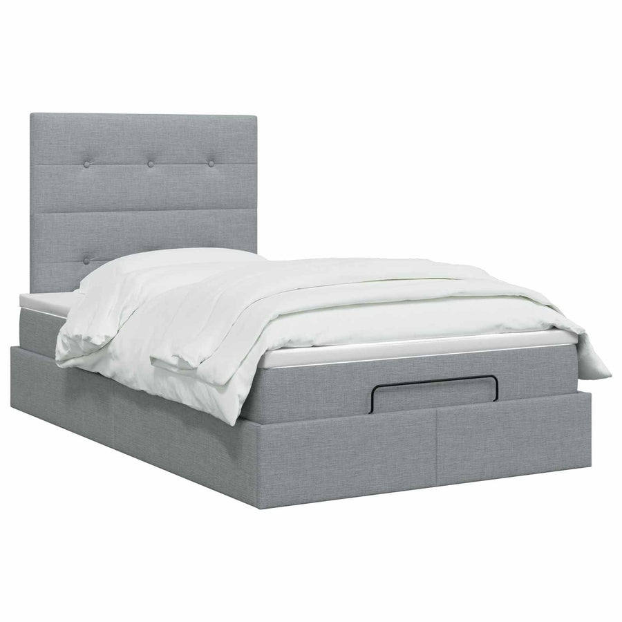 Ottoman bed met matras Lichtgrijs 120 x 190 cm Stof