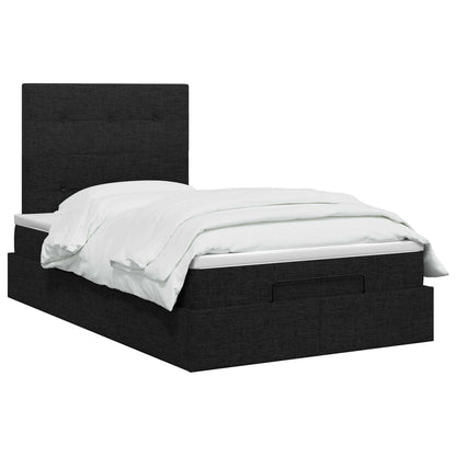 Ottoman bed met matras met hoofdeinde Zwart 120 x 190 cm Stof
