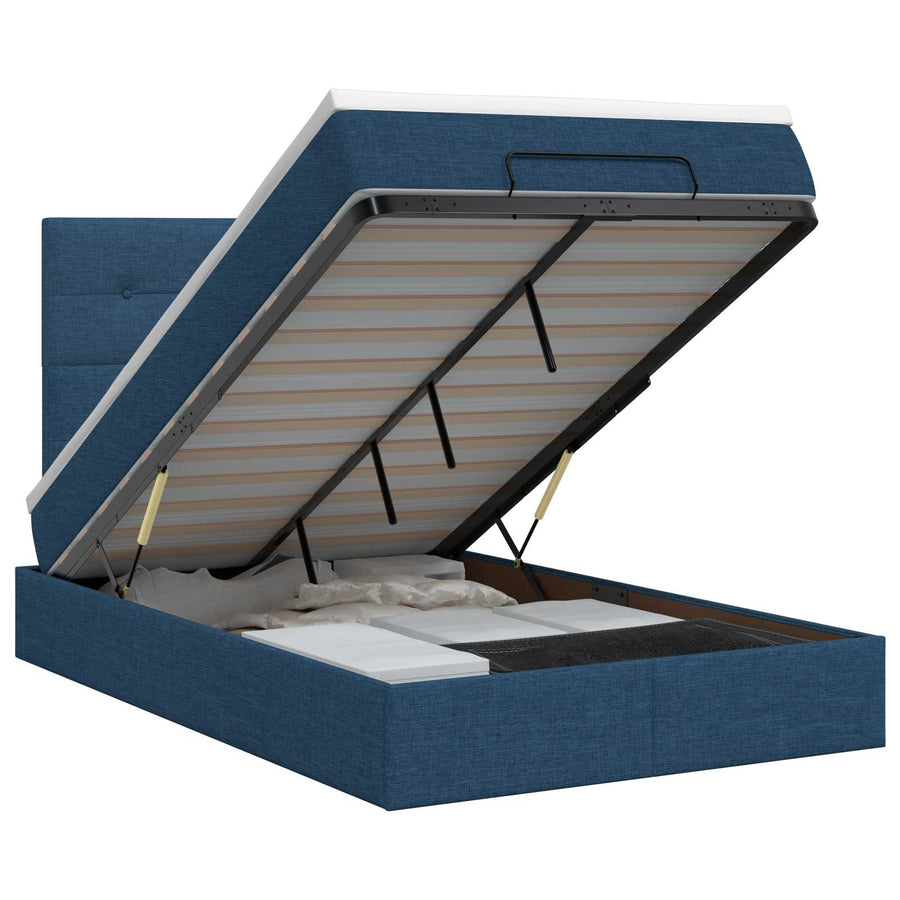Ottoman bed met matras met hoofdeinde Blauw 120 x 190 cm Stof
