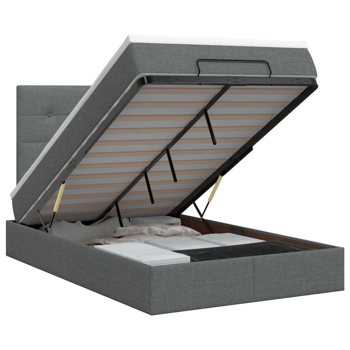 Ottoman bed met matras Donkergrijs 120 x 200 cm Stof