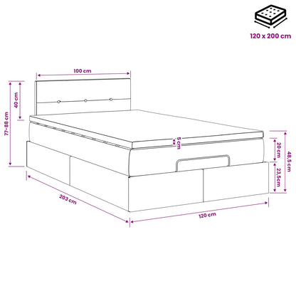 Ottoman bed met matras met hoofdeinde Taupe 120 x 200 cm Stof