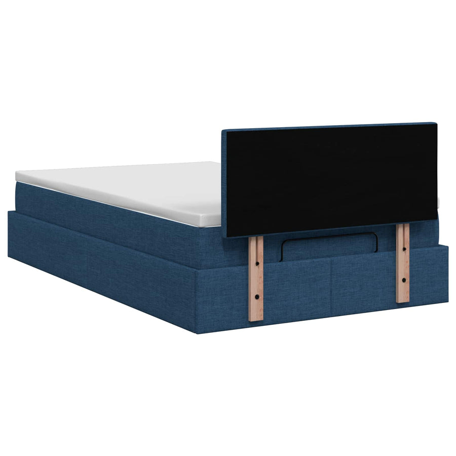 Ottoman bed met matras met hoofdeinde Blauw 120 x 200 cm Stof