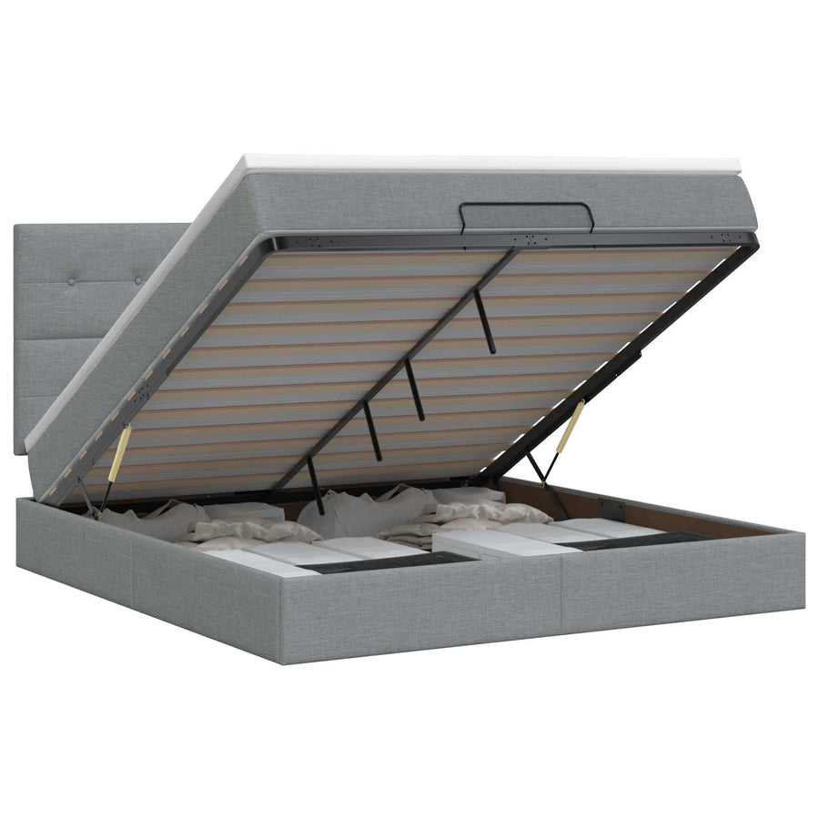Ottoman bed met matras Lichtgrijs 140 x 190 cm Stof