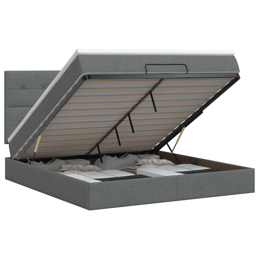 Ottoman bed met matras Donkergrijs 140 x 190 cm Stof