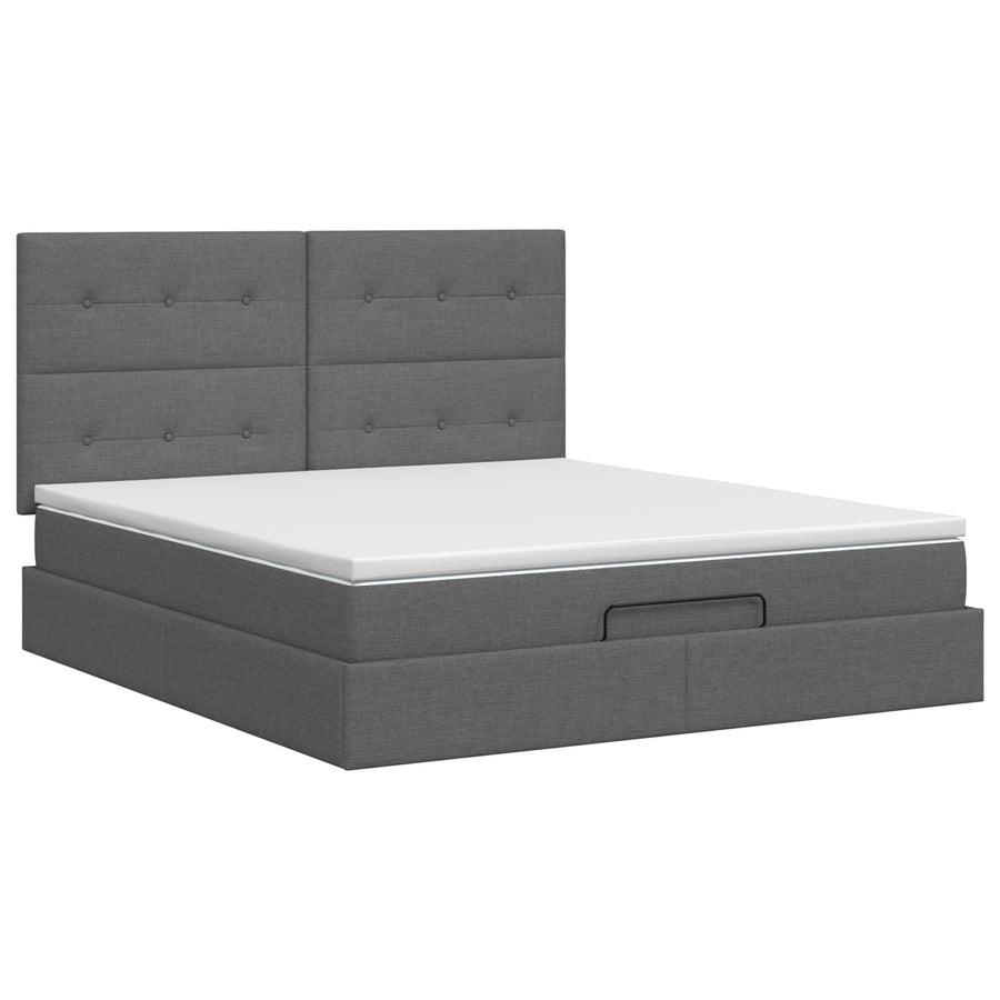 Ottoman bed met matras Donkergrijs 140 x 190 cm Stof