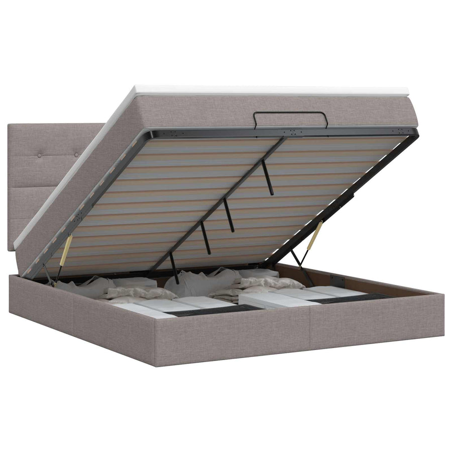 Ottoman bed met matras met hoofdeinde Taupe 140 x 190 cm Stof