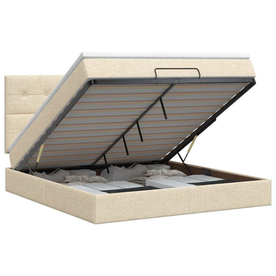 Ottoman bed met matras Crèmekleurig 140 x 190 cm Stof