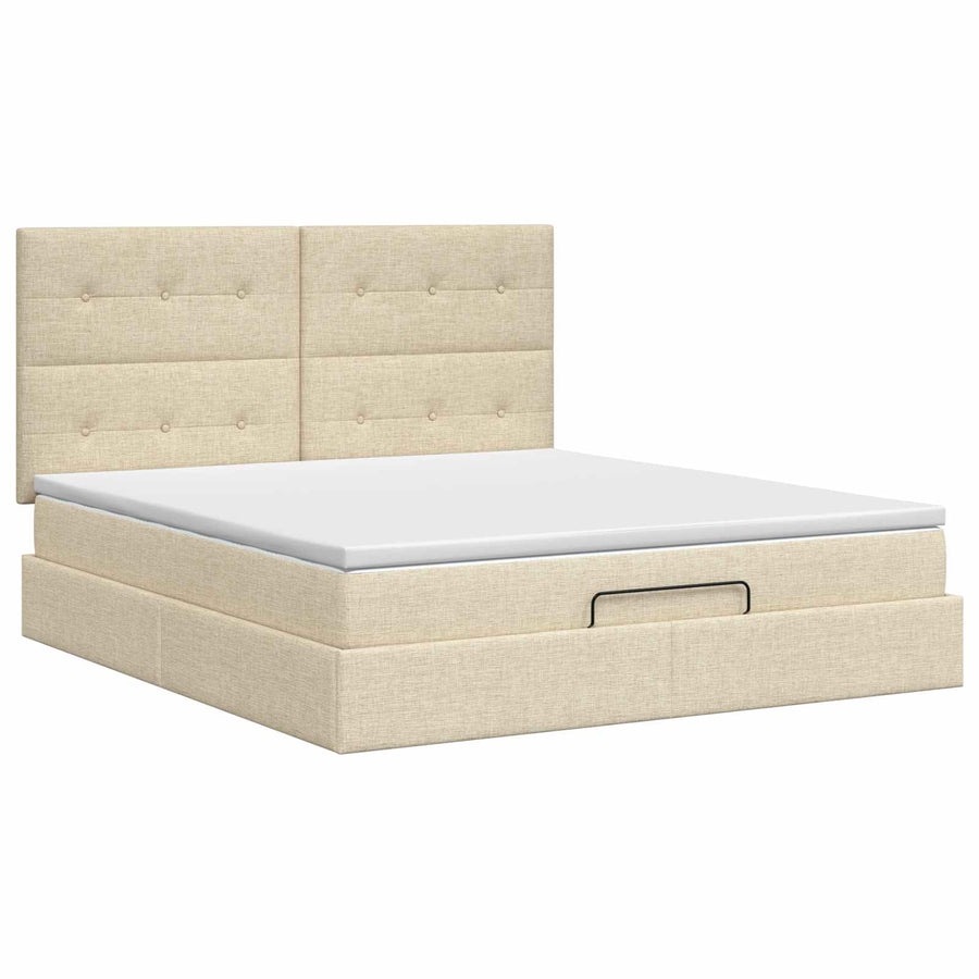 Ottoman bed met matras Crèmekleurig 140 x 190 cm Stof