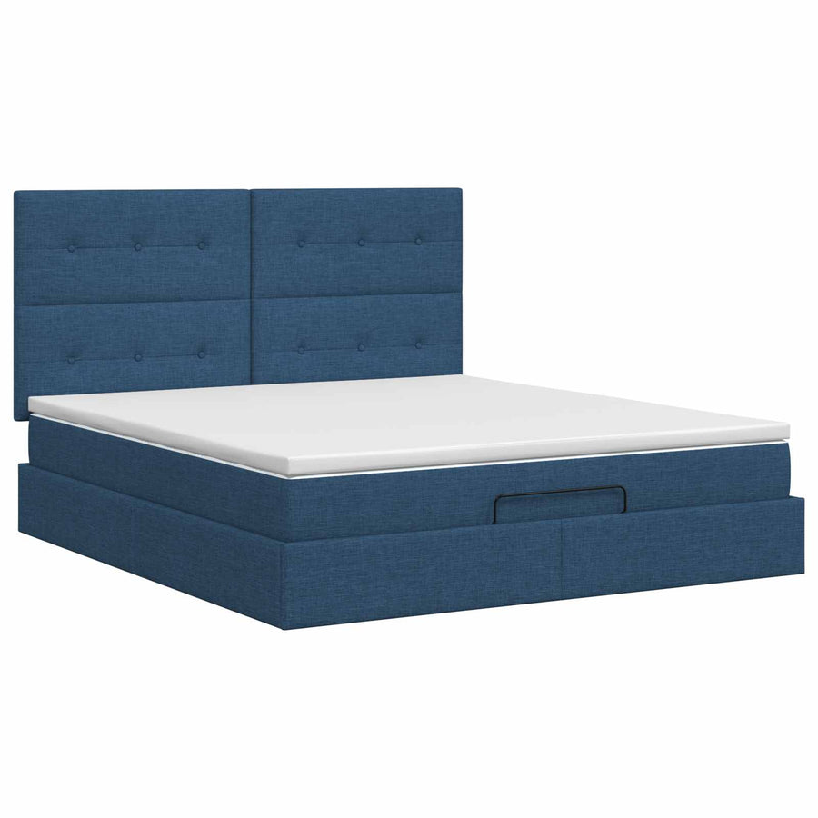 Ottoman bed met matras met hoofdeinde Blauw 140 x 190 cm Stof