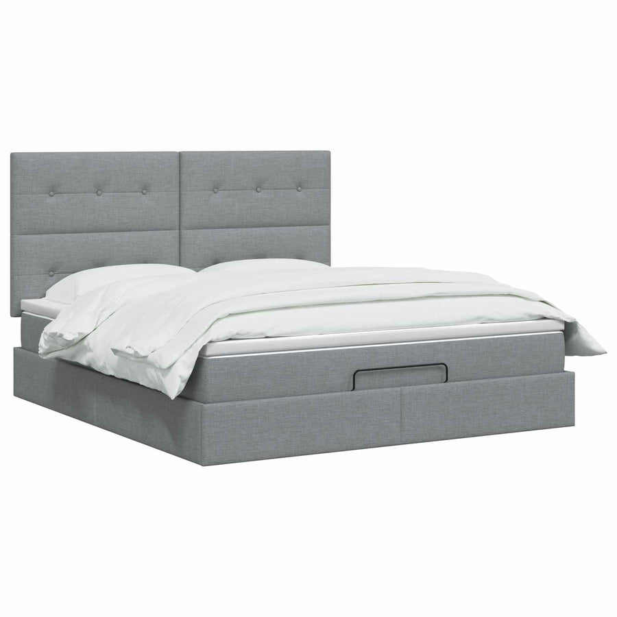 Ottoman bed met matras Lichtgrijs 140 x 200 cm Stof