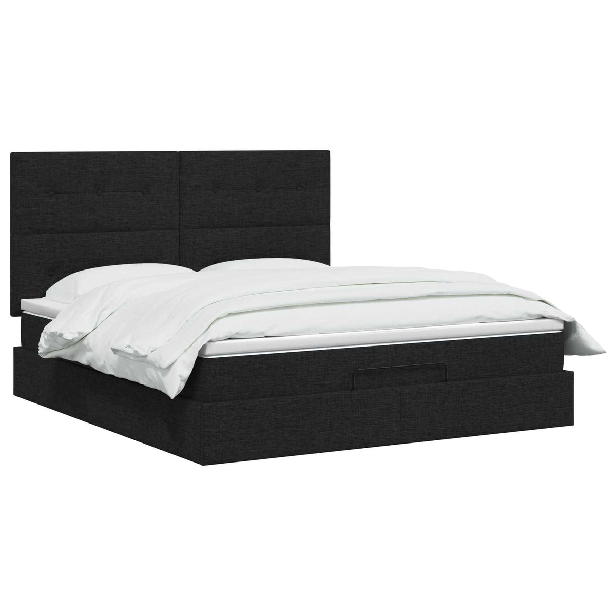 Ottoman bed met matras met hoofdeinde Zwart 140 x 200 cm Stof