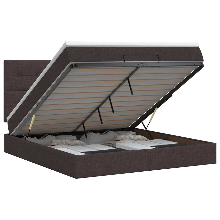 Ottoman bed met matras Donkerbruin 140 x 200 cm Stof