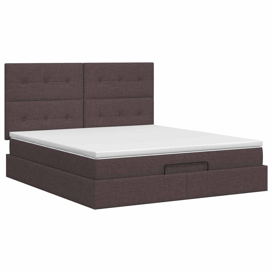 Ottoman bed met matras Donkerbruin 140 x 200 cm Stof
