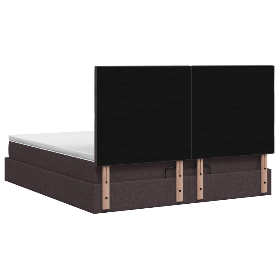 Ottoman bed met matras Donkerbruin 140 x 200 cm Stof