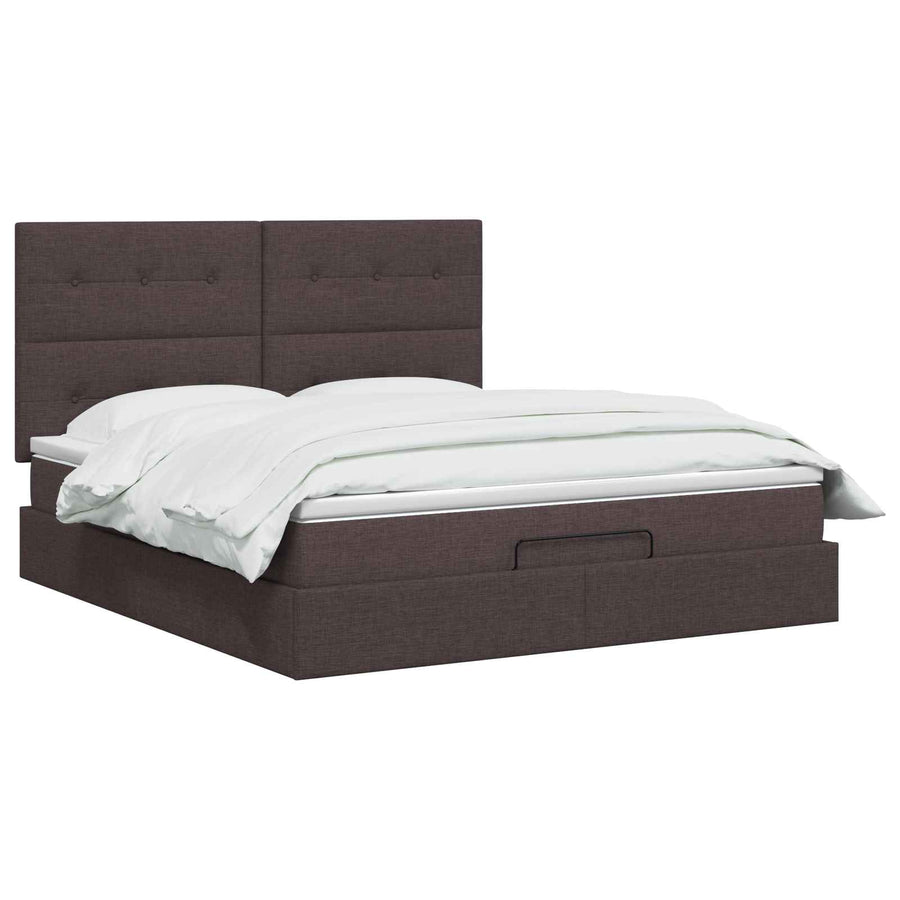 Ottoman bed met matras Donkerbruin 140 x 200 cm Stof