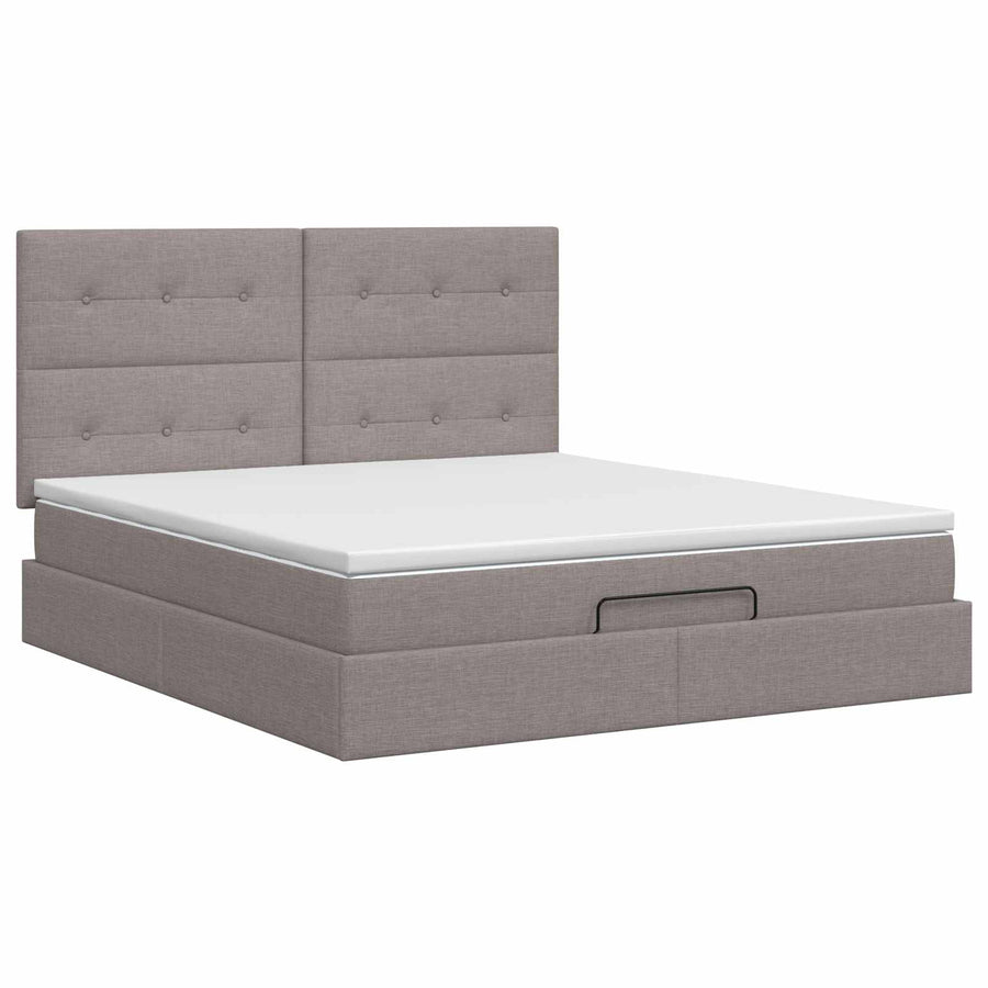 Ottoman bed met matras met hoofdeinde Taupe 140 x 200 cm Stof