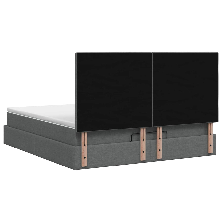 Ottoman bed met matras Donkergrijs 160 x 200 cm Stof