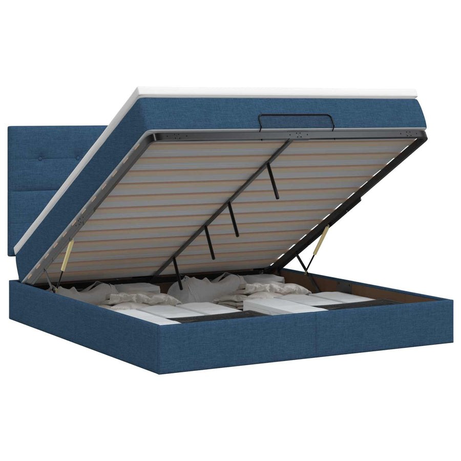 Ottoman bed met matras met hoofdeinde Blauw 160 x 200 cm Stof