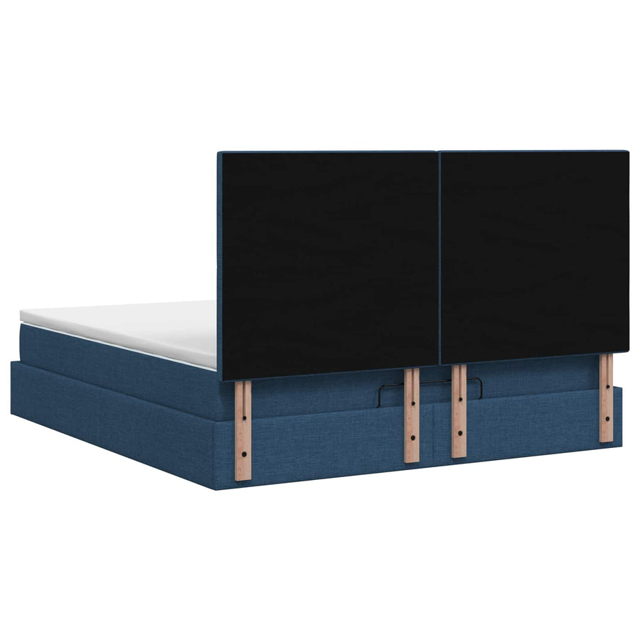 Ottoman bed met matras met hoofdeinde Blauw 160 x 200 cm Stof