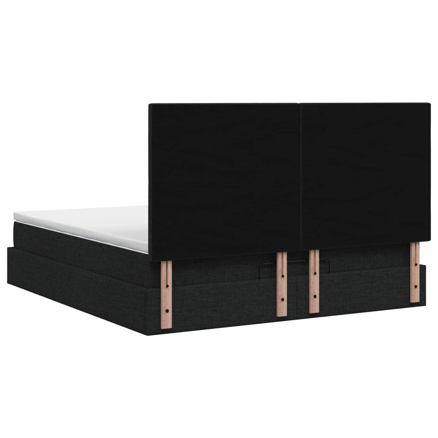 Ottoman bed met matras met hoofdeinde Zwart 180 x 200 cm Stof