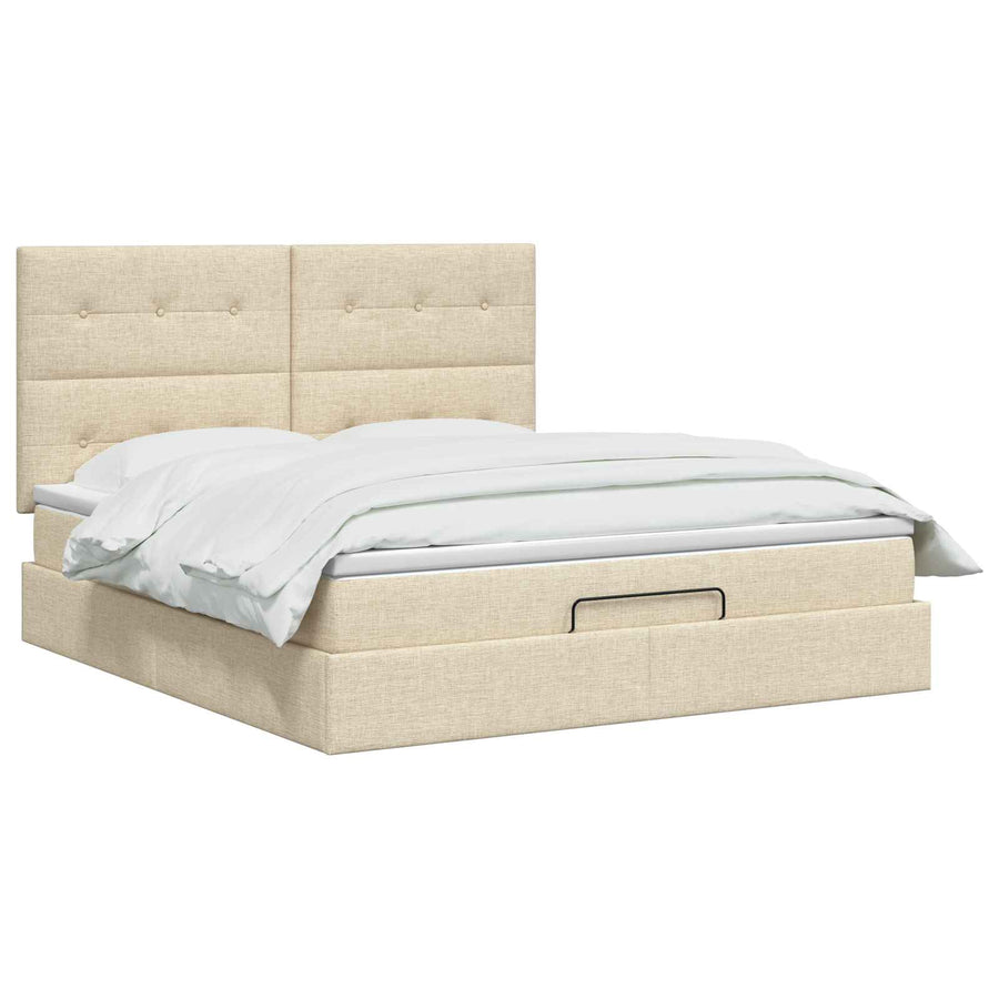 Ottoman bed met matras Crèmekleurig 180 x 200 cm Stof