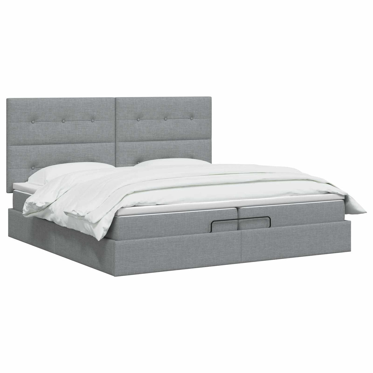 Ottoman bed met matras Lichtgrijs 200 x 200 cm Stof