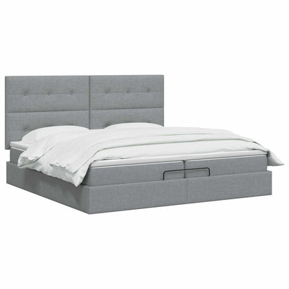 Ottoman bed met matras Lichtgrijs 200 x 200 cm Stof