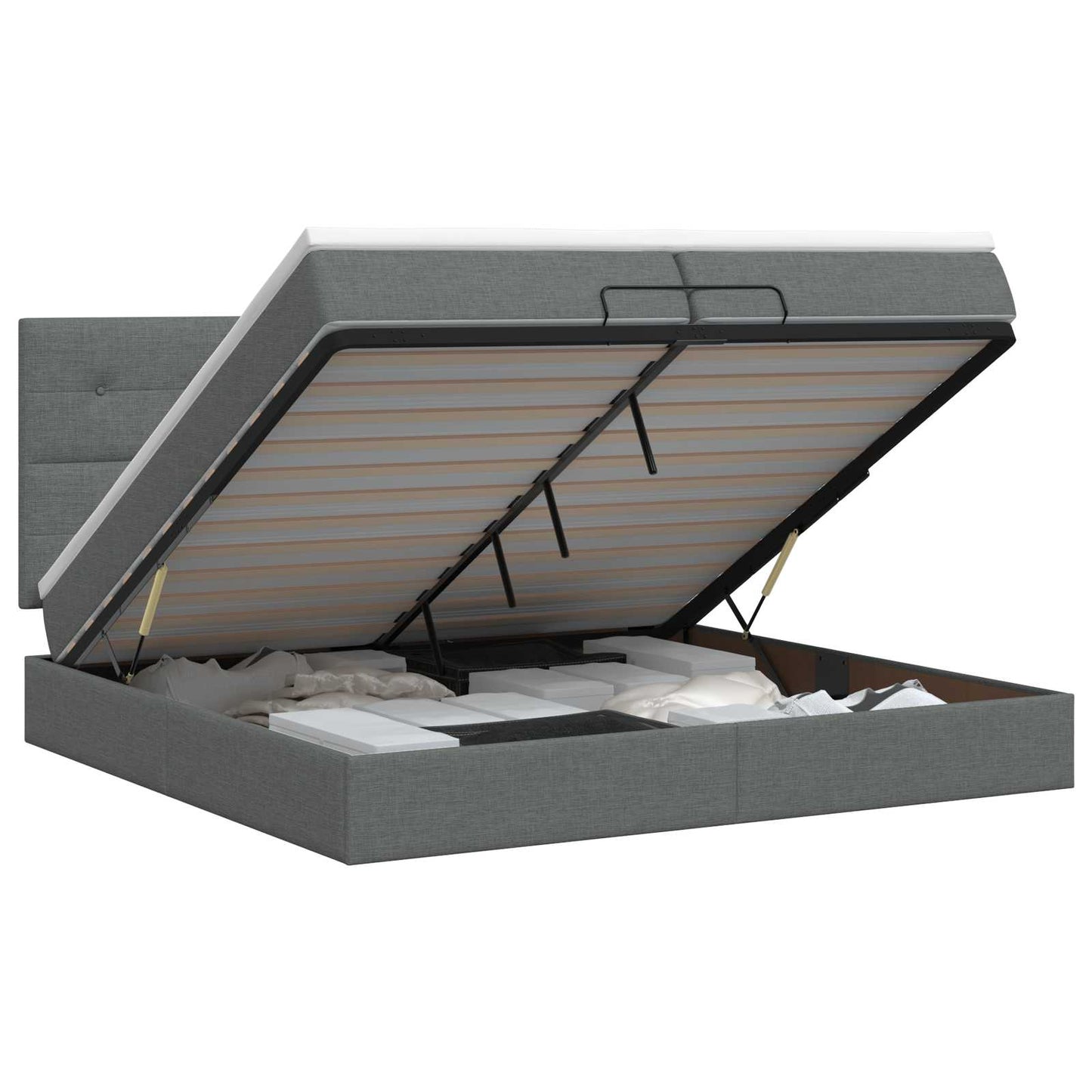Ottoman bed met matras Donkergrijs 200 x 200 cm Stof