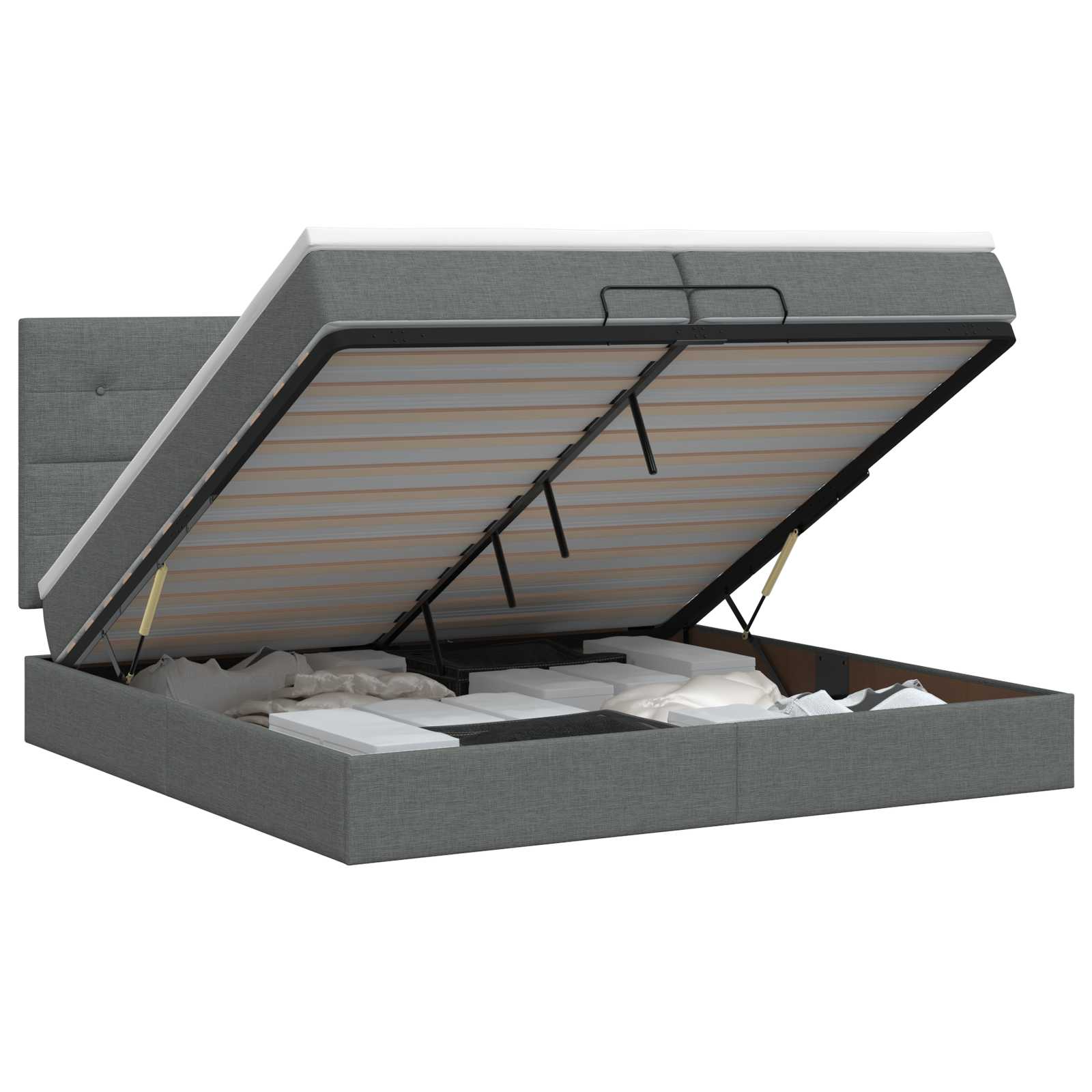 Ottoman bed met matras Donkergrijs 200 x 200 cm Stof